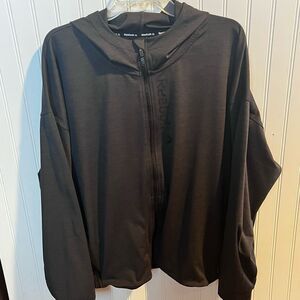 Reebok Women’s Performance Full Zip Jacket Attached Hood Pockets Black Size 3XL
